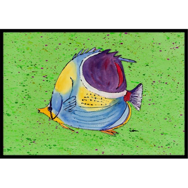 Carolines Treasures 24 x 36 In. Tropical Fish on Green Indoor or Outdoor Mat 8574JMAT - main